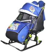 Санки-коляска KIDS 1-1 plus синий/ три меведя