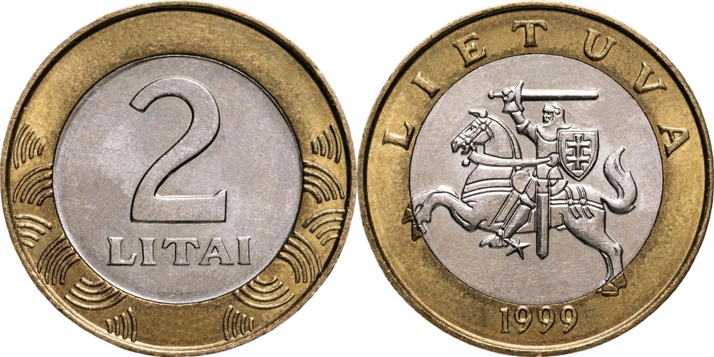 Литва 2 лита, 1999 Рыцарь XF