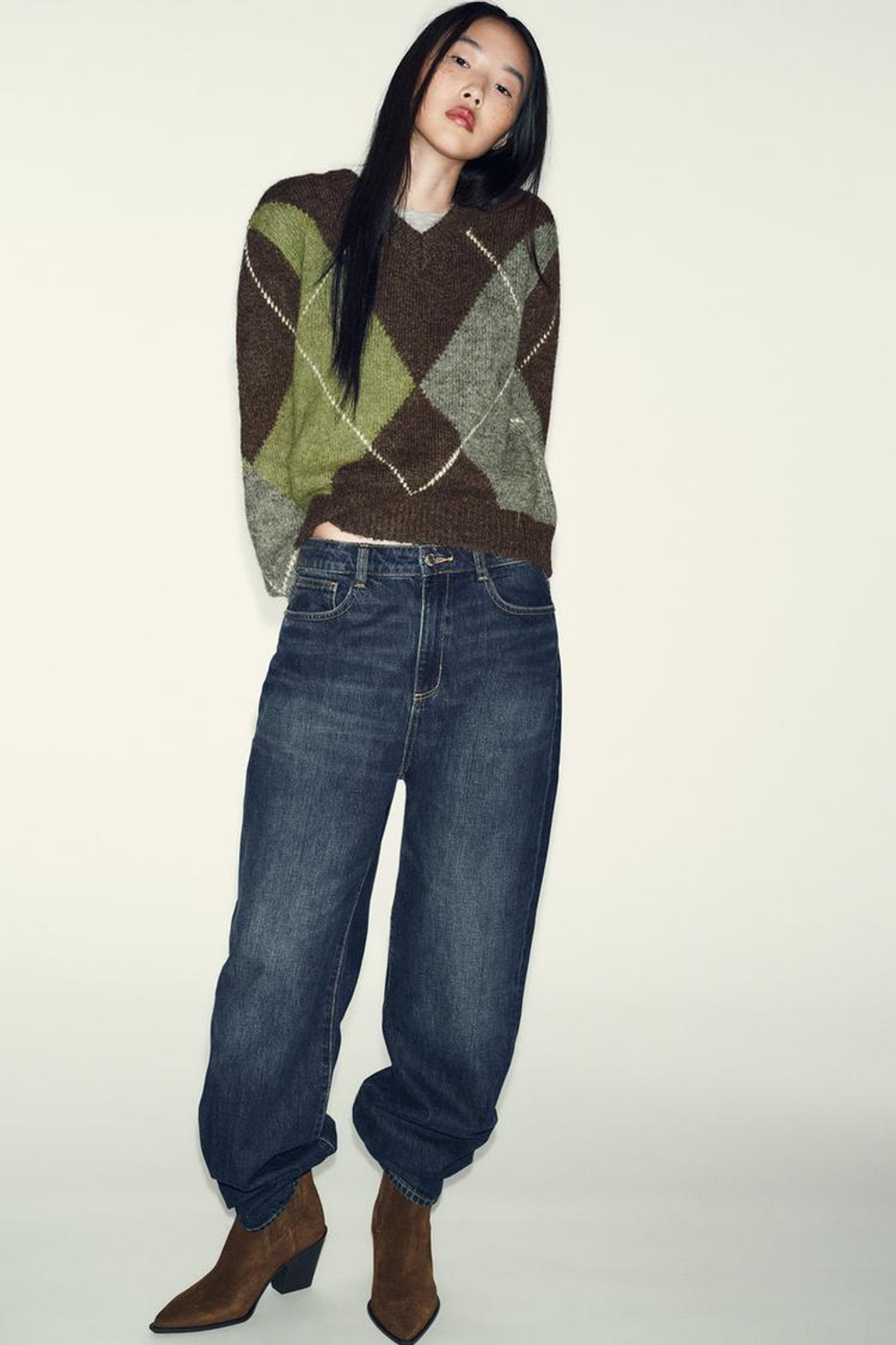 ZARA ЗАМШЕВЫЕ БОТИЛЬОНЫ В КОВБОЙСКОМ СТИЛЕ, КОРИЧНЕВЫЙ