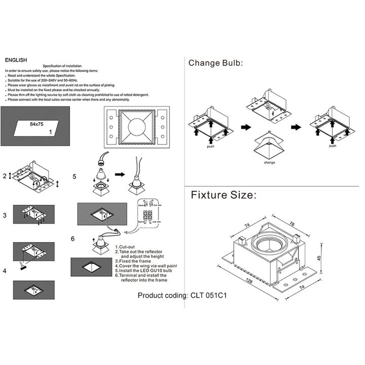 Встраиваемый светильник Crystal Lux CLT 051C1 WH-WH