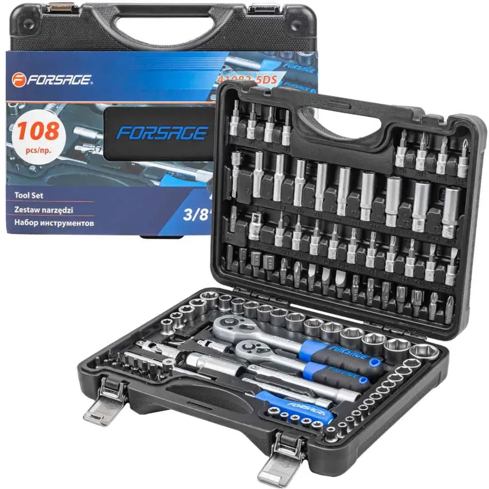 Набор инструментов 108 пр. 1/4''3/8''(6гр.)(4-22мм) Forsage F-41082-5DS-м