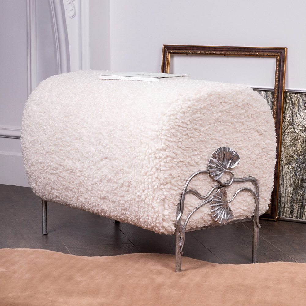 Банкетка Нимфея Какао Античное Серебро