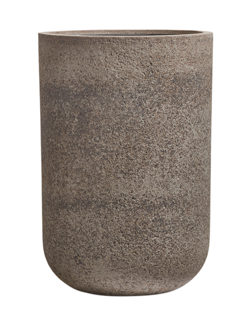 Кашпо TREEZ ERGO - Hard Rock - Высокий округлый цилиндр - Песок серый беж - в-74, д-50