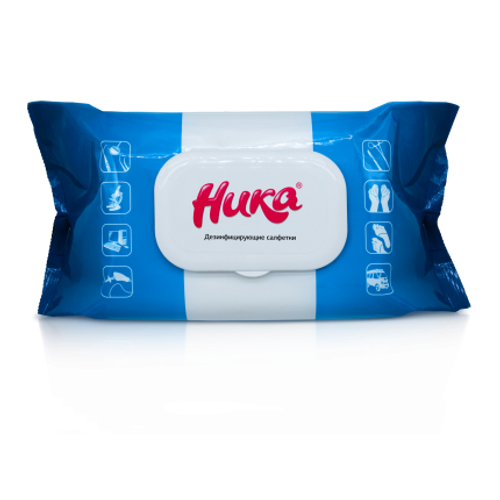 Салфетки влажные дезинфицирующие «НИКА» в герметичной упаковке "flow-pack" (120 шт.) Размер 150*180 мм