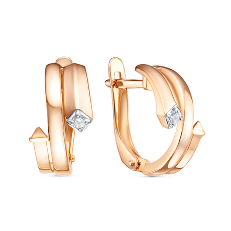 Серьги из золота 585 пробы с Фианит