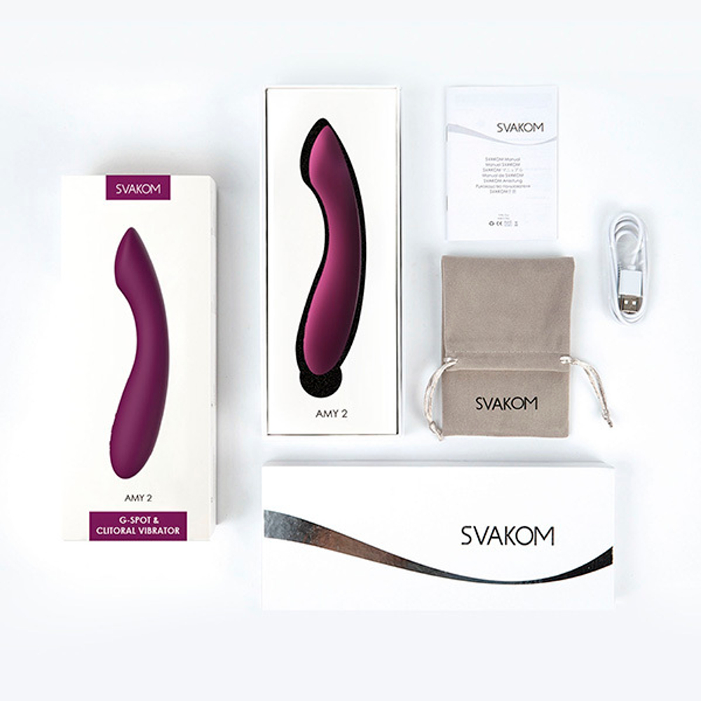 Сливовый изогнутый вибратор 17,4см для стимуляции точки G Svakom Amy 2 Strong Flexible G-Spot Vibrator SUV-02C