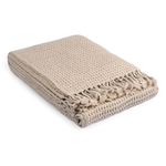 Плед из шерсти бежево-серого цвета из коллекции essential, 130х180 см