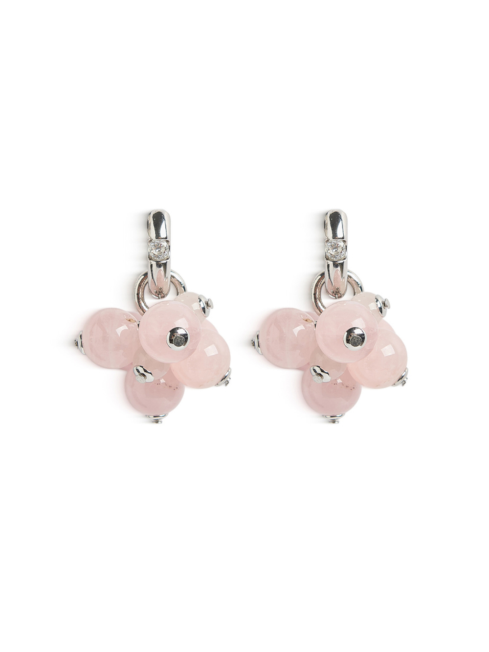 Серьги "Berry" розовый кварц Silver