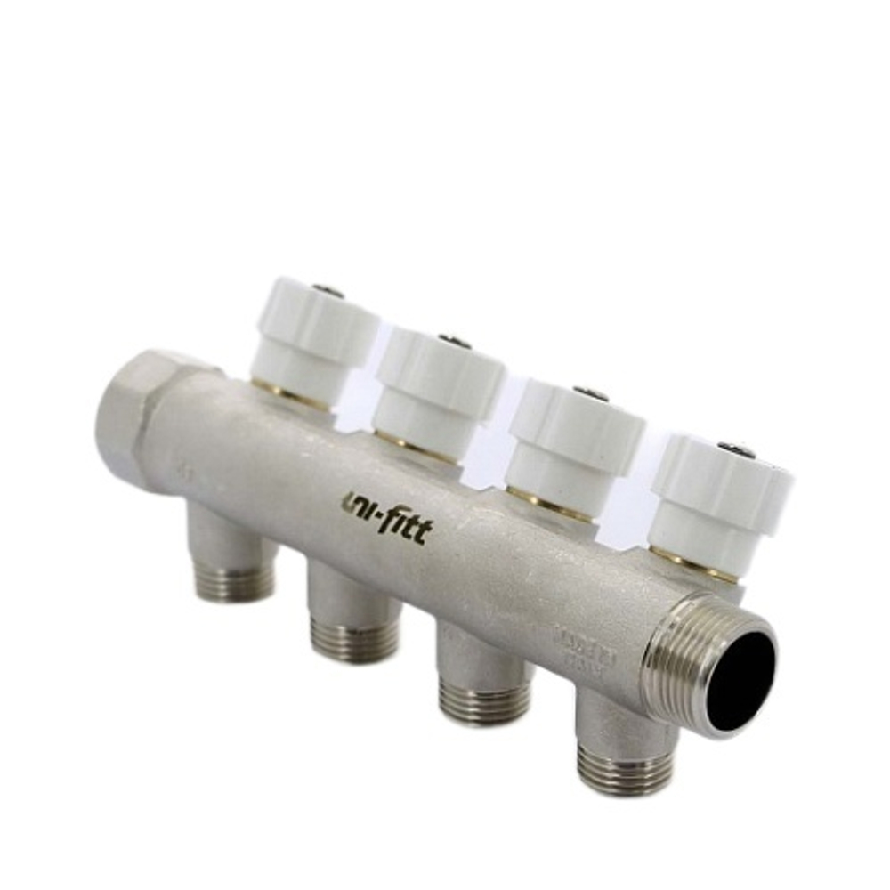 Коллектор UNI-FIT 3/4x1/2 н.р на 4 вых c вентилями