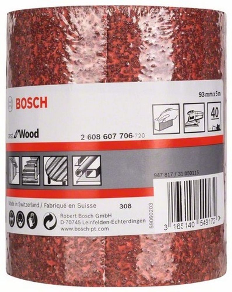 Шлифрулон BOSCH 5М 93мм K40 B.f.Wood