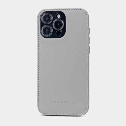 Чехол-накладка кожаная для iPhone 16 Pro Max, теленок серого цвета