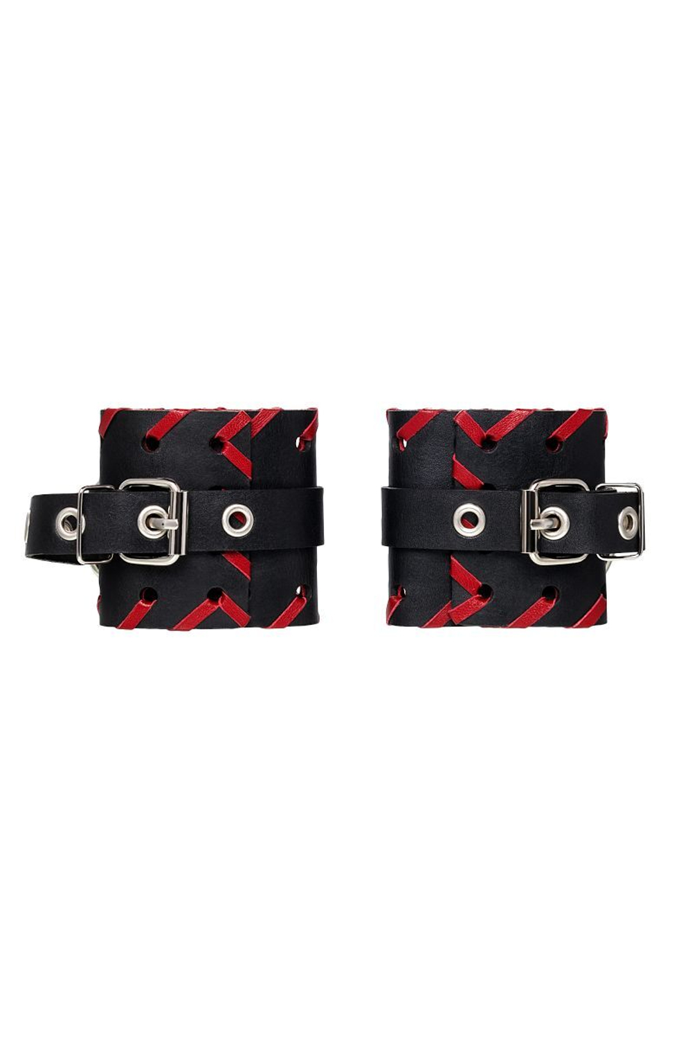 Черные наручники с красной окантовкой