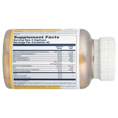 Solaray, мегавитамин B-Stress, замедленное высвобождение, 120 растительных капсул