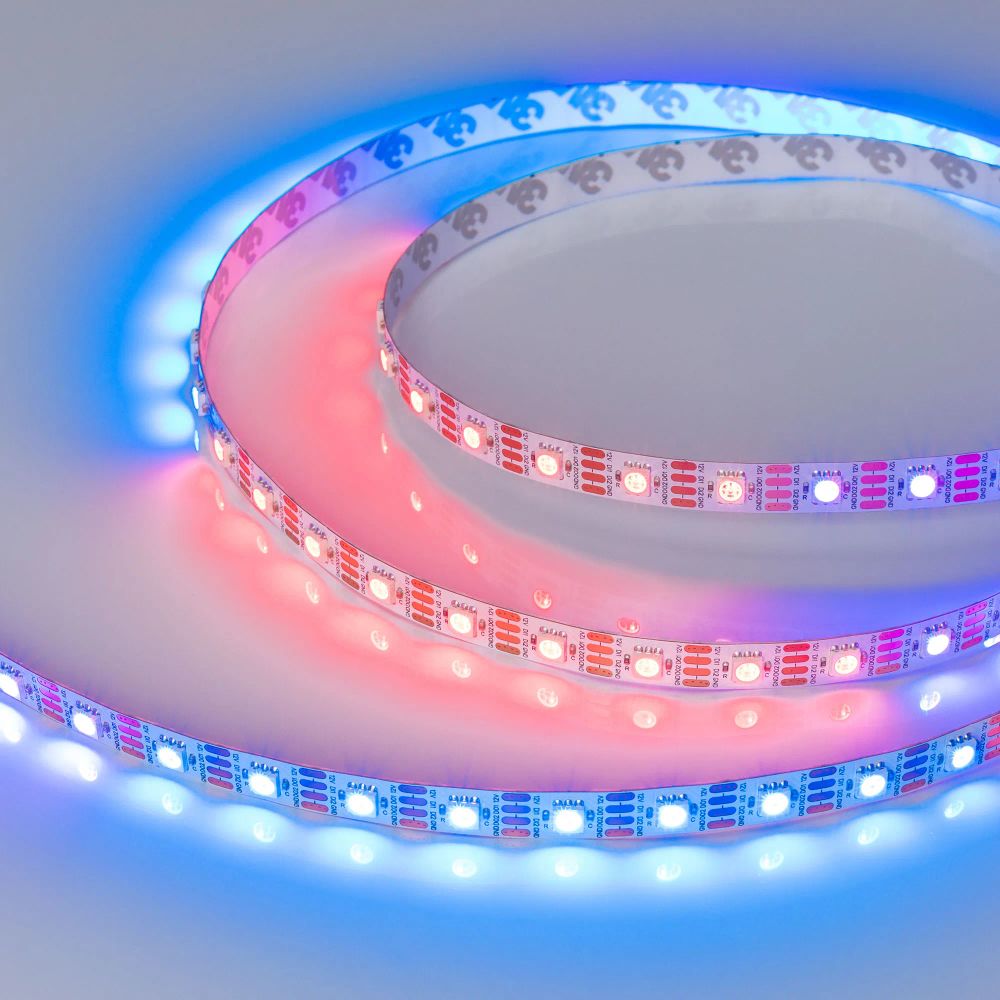 Светодиодная лента SPI-B60-10mm 12V RGB-PX1-RAM (9.3 W/m, IP20, 5060, 5m) (Arlight, бегущий огонь) 033437