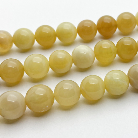 Опал желтый бусины, диаметр 9,8-9,9 мм, цена за 10 шт (1/4 нити)