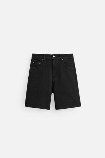 ZARA ДЖИНСОВЫЕ ШОРТЫ REGULAR FIT, ЧЕРНЫЙ