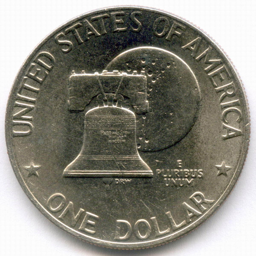 1 доллар 1976 год (без знака - Philadelphia). США. 200-летие Декларации независимости. Медь с медно-никелевым покрытием, диаметр 38.1 мм. AUNC
