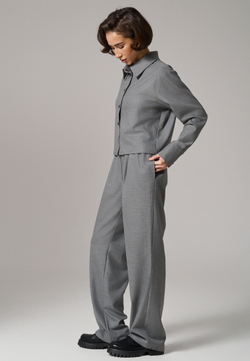 Рубашка-жакет укороченная серая