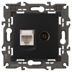 Розетка ЭРА Elegance 14-3110-05 RJ45+TV IP20 антрацит | Эра Elegance