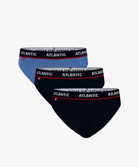Мужские трусы (3шт) слипы спорт Atlantic 3MP-123, светло-голубые + темно-голубые + темно-синие
