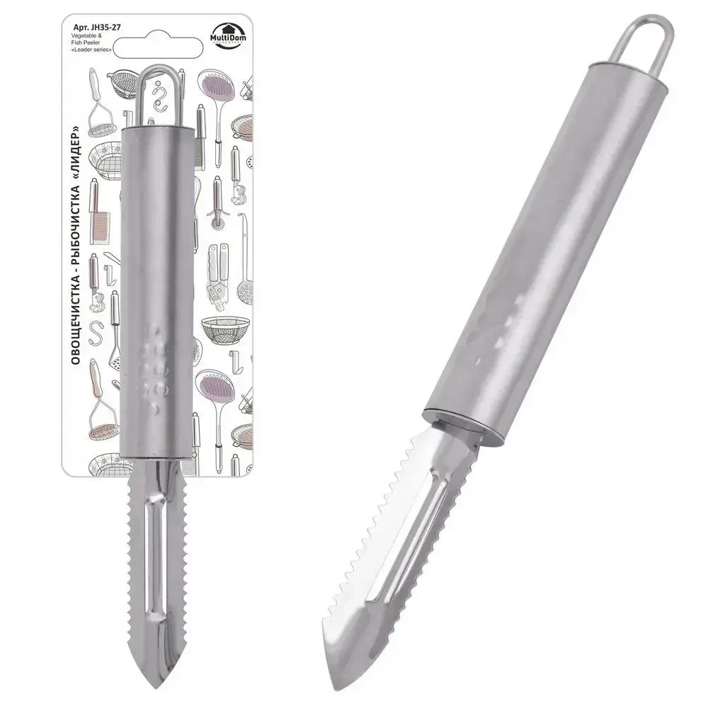 Овощечистка-рыбочистка Лидер (нерж). Длина 19 см.