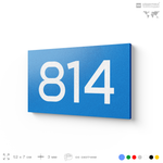 Номер на дверь 814, табличка на дверь для офиса, квартиры, кабинета, аудитории, склада, голубая 120х70 мм, Айдентика Технолоджи
