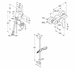 Комплект для ванны и душа Kludi Pure&Easy 3in1, хром (378450565)