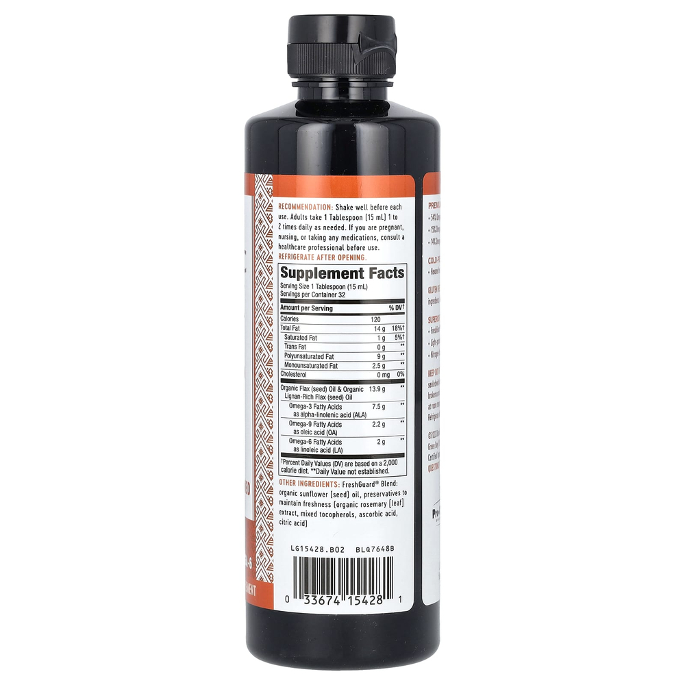 Nature's Way, Органическое льняное масло, суперлигнан, 480 мл (16 жидк. Унций)
