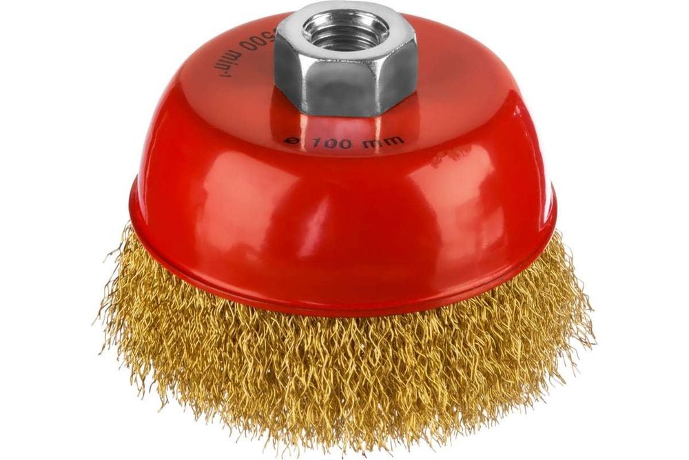 Щетка MIRAX чашечная для УШМ, витая стальная лат.0,3мм д100 мм 35142-100