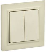 BRITE Выключатель 2-клавишный 10А в сборе ВСР10-2-0-БрКр бежевый IEK