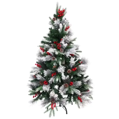 Елка «Грация» 120 см, ПВХ, леска, резина с белым напылением (шишки и ягоды), 337 веток