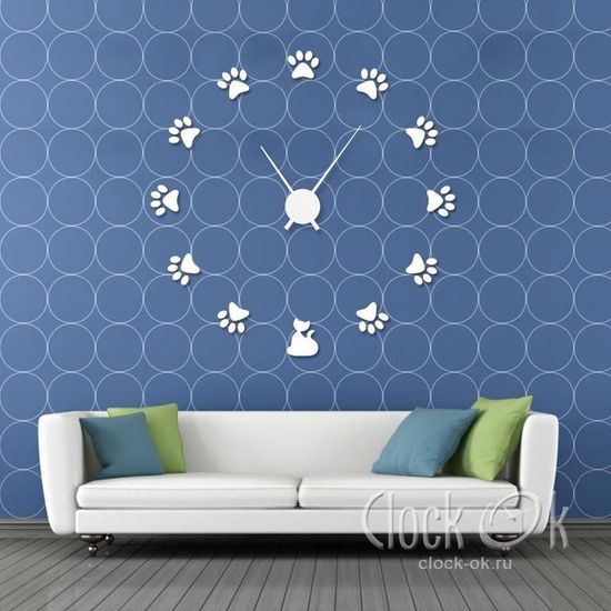 Настенные 3D часы Кошачьи лапки