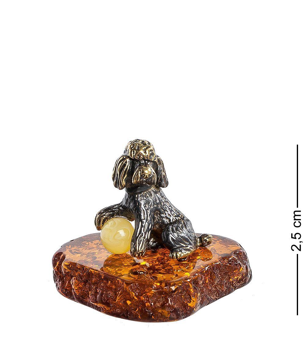 Народные промыслы AM- 519 Фигурка «Пудель» (латунь, янтарь)
