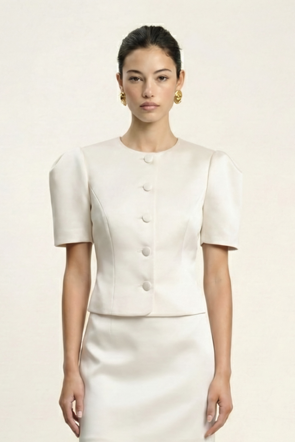 Жакет с объемными рукавами из сатина