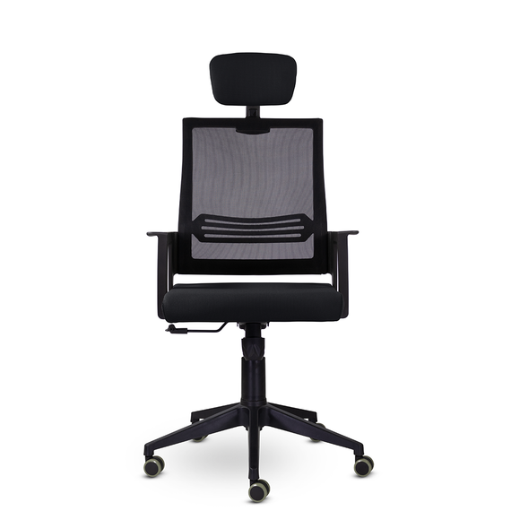 Кресло М-808 Аэро/Aero blackPL пластик Ср D26-28/NET202/D26-28 (черный)