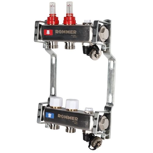 Коллектор Rommer 1"x3/4" на 2 контура с расходомерами и запорными клапанами RMS-1201-000002