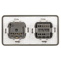 Блок розетка с выключателем ЭРА Эксперт 11-7521-01 IP55, 16A(10AX)-250В, СУ, белый