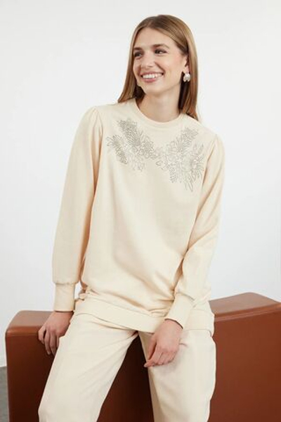 Вязаная туника с каменным принтом TCTAW25UK00003