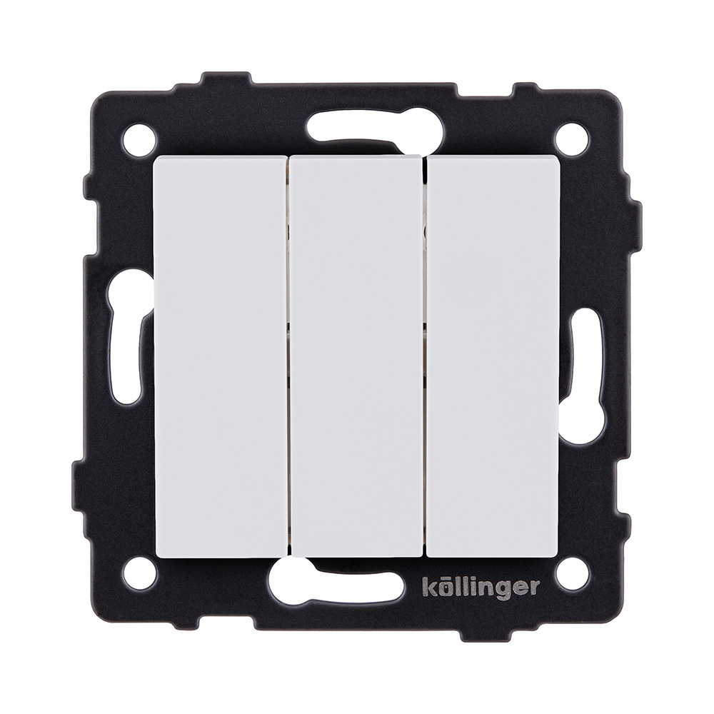Выключатель 3-клавишный 10А/250В, белый матовый Kollinger REA-S-012WM для Aspekt, Eleganz, Reflex