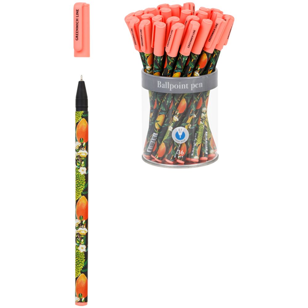 Ручка шариковая Greenwich Line "Mango" синяя, 0,7мм, игольчатый стержень, софт-тач