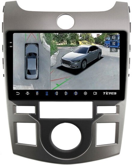 Магнитола для Kia Cerato Koup 1 2008-2013 - Teyes CC3-2K-360 монитор 9.5" 2K QLED на Android 10, 6+128Гб, CarPlay, 4G SIM-слот, 4 камеры в комплекте