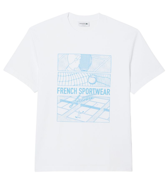 Мужская теннисная футболка Lacoste Tennis Court Print Cotton - white