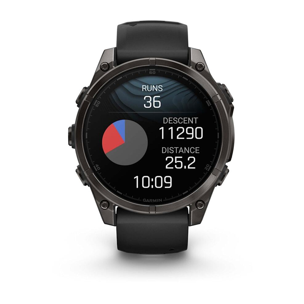 Смарт-часы Garmin Fenix 8, AMOLED Sapphire, 47 мм, угольно-черный DLC, пепельно-черный силиконовый ремешок, 010-02904-21