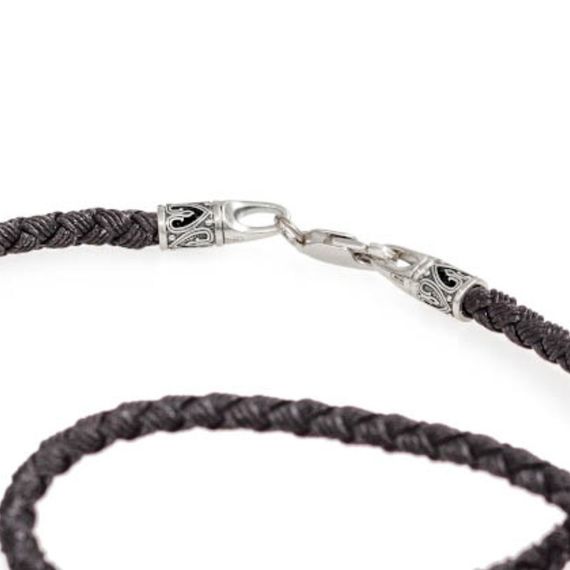 Гайтан Лоза тканевый чёрный 3 мм с замком S из серебра 925, вид 2