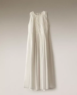 ZARA HOME ПЛЯЖНОЕ ПЛАТЬЕ МИДИ С ЗАЩИПАМИ, ЭКРЮ