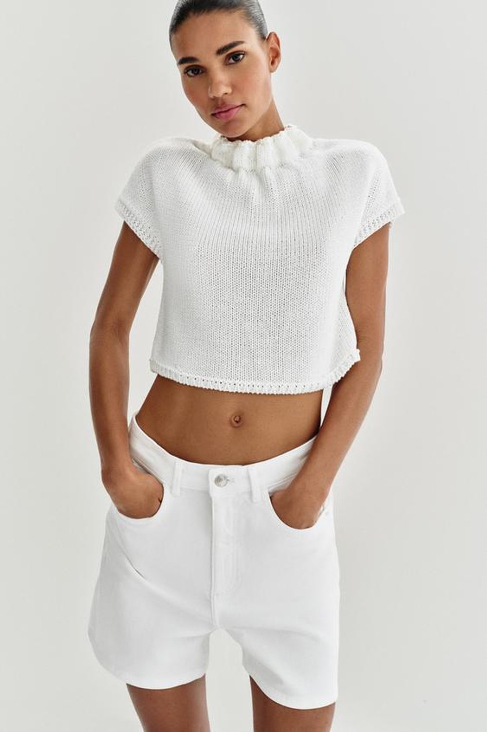 ZARA ШОРТЫ Z1975 MOM FIT, БЕЛЫЙ