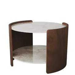 Столик Lagom Stone D 65 см высота 45 см (камень OV, орех)