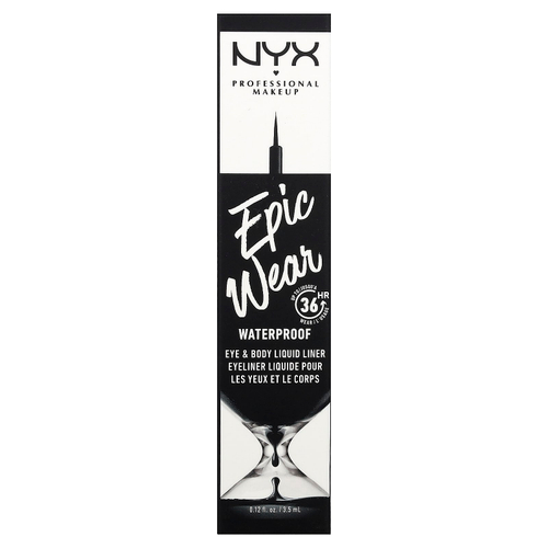 NYX Professional Makeup, Epic Wear, водостойкая жидкая подводка для глаз и тела, 01 черная, 3,5 мл (0,12 жидк. Унции)