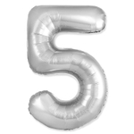 Шар фольгированный Цифра 5 101 см (Серебряный)