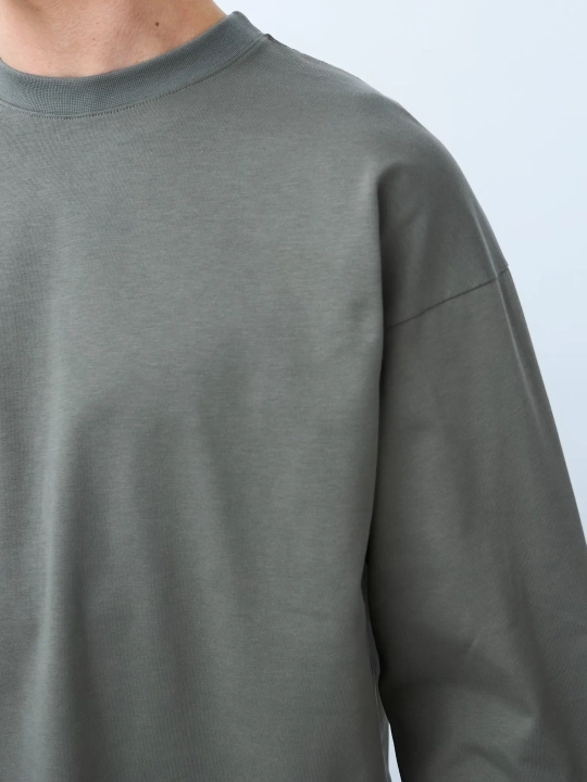 Лонгслив оверсайз (серо-зеленый) 230 г